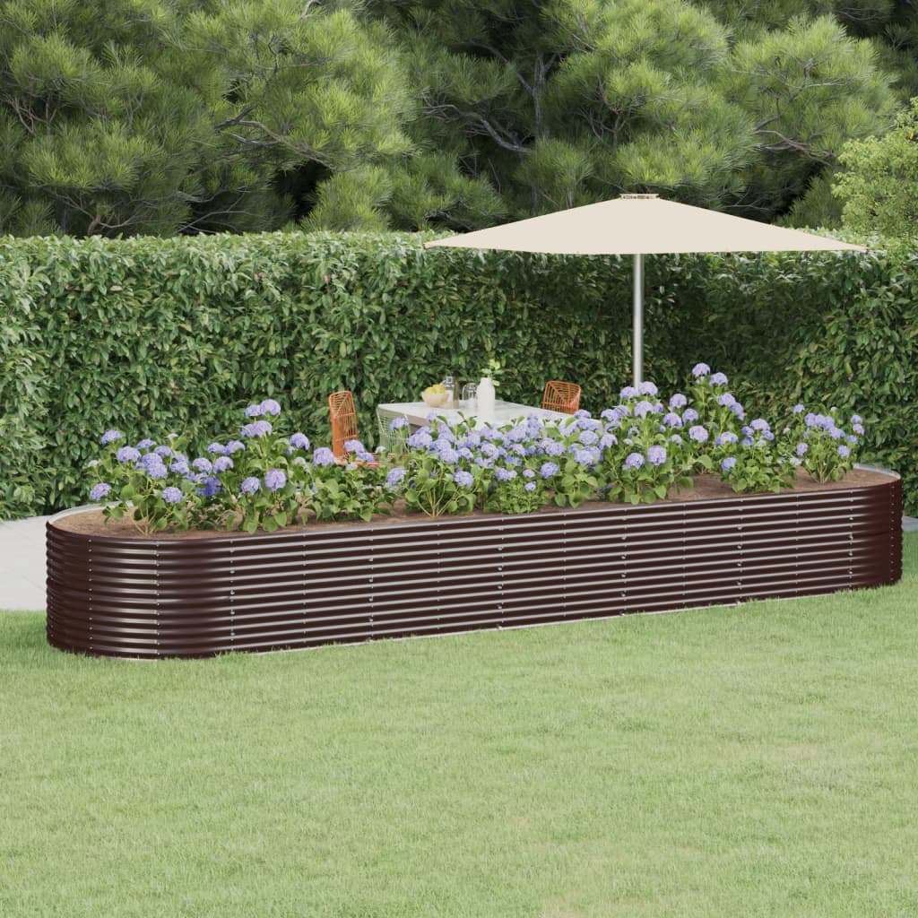 vidaXL Garden Raised Bed Powder-coated Steel 510x140x68 cm Brown