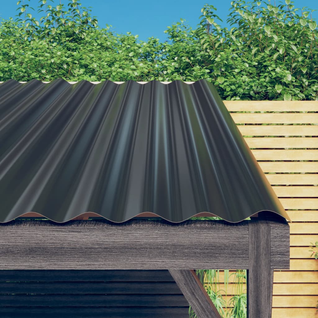 vidaXL Roof Panels 12 pcs Powder-coated Steel Anthracite 80x36 cm