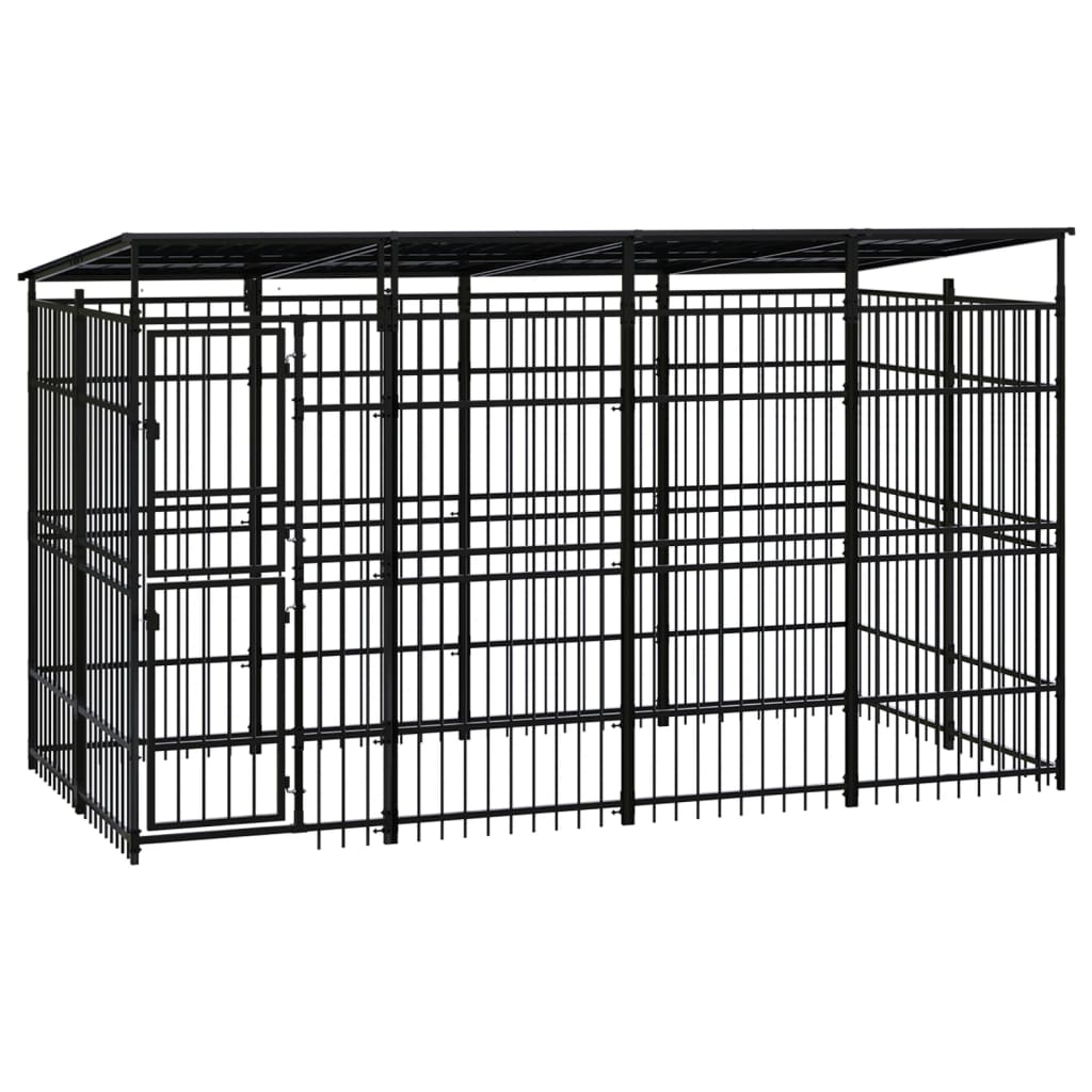 vidaXL Outdoor Dog Kennel with Roof Steel 7.37 må_