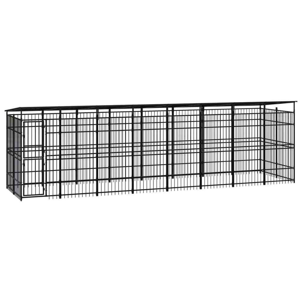 vidaXL Outdoor Dog Kennel with Roof Steel 14.75 må_