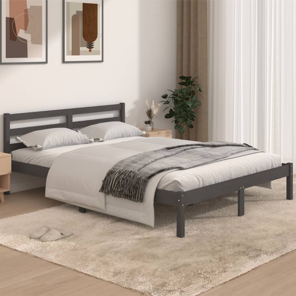 vidaXL Day Bed Solid Wood Pine 140x190 cm Grey