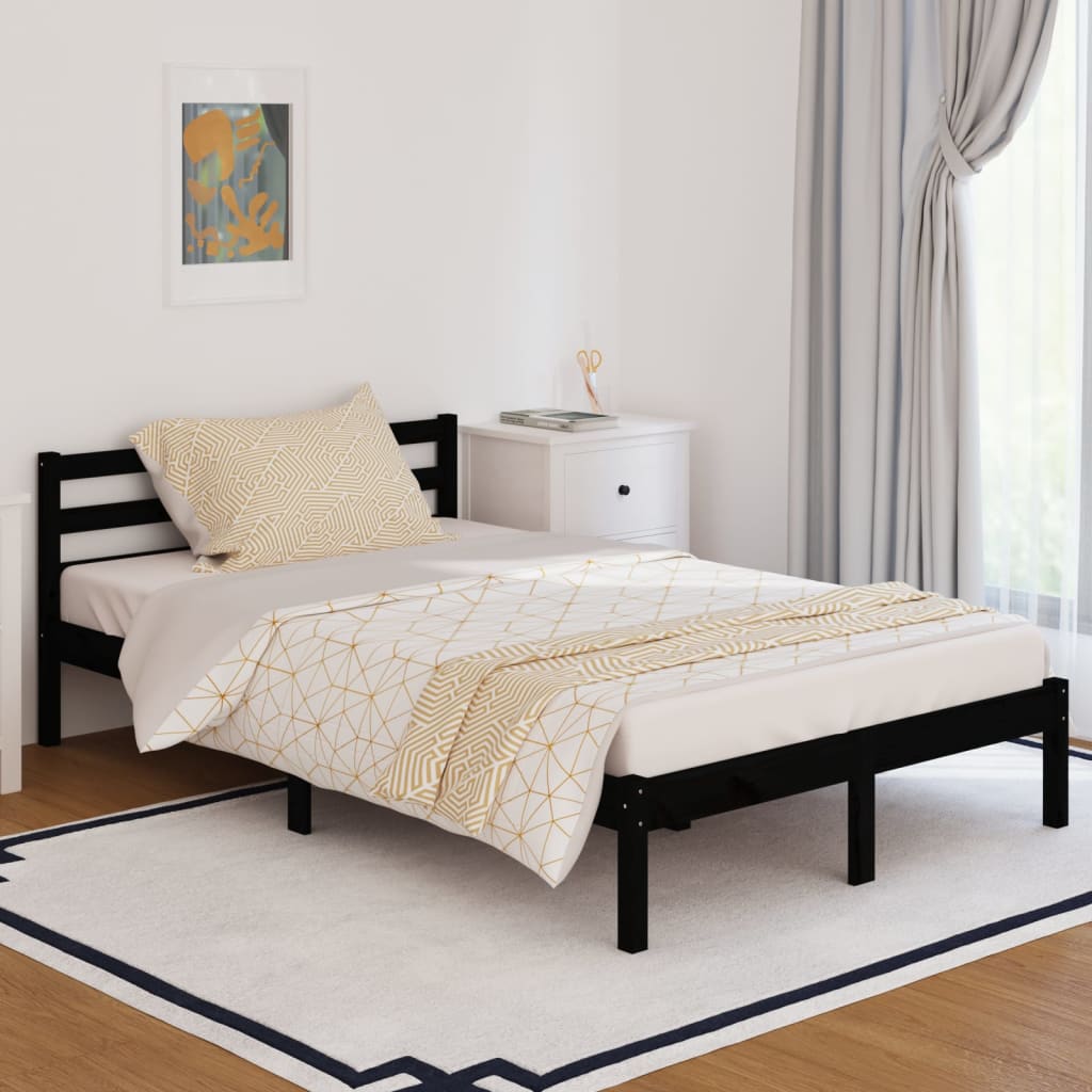 vidaXL Day Bed Solid Wood Pine 120x200 cm Small Double Black