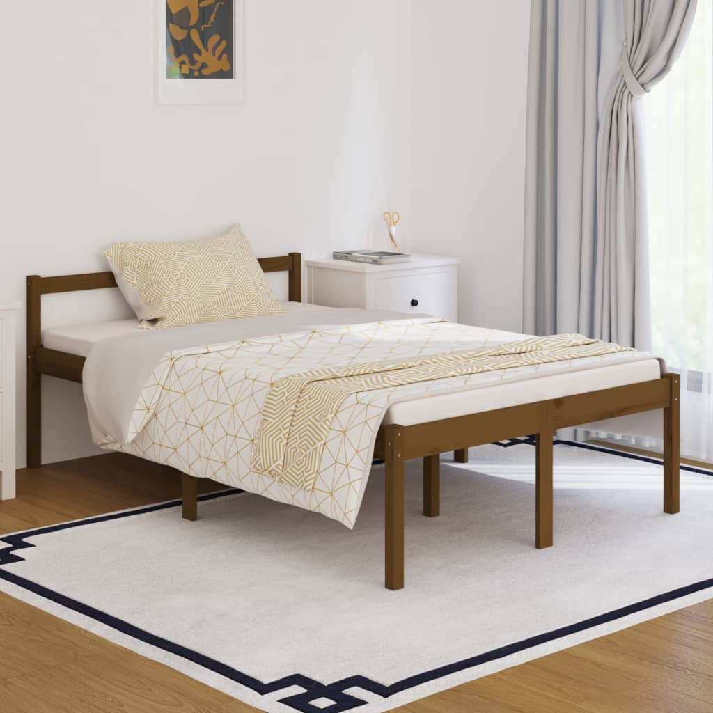 vidaXL Bed Frame Honey Brown 120x190 cm Small Double Solid Wood Pine