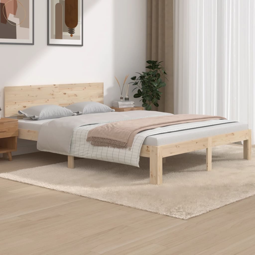 vidaXL Bed Frame Solid Wood Pine 140x190 cm