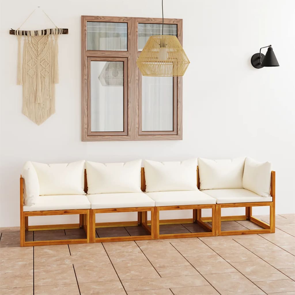 vidaXL 4-Seater Garden Sofa with Cushions Solid Wood Acacia (UK/IE/FI/NO only)