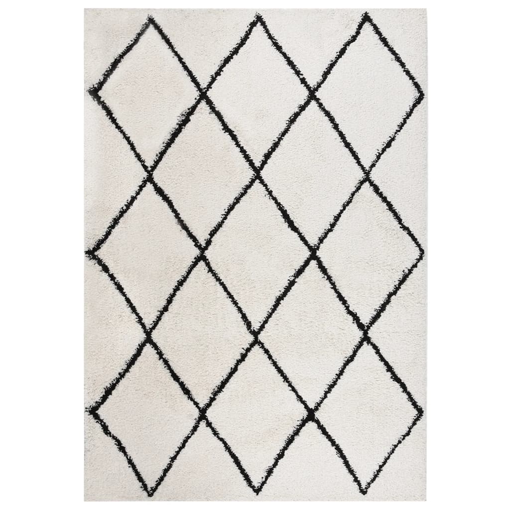 vidaXL Shaggy Rug High Pile Black and Cream 120x170 cm