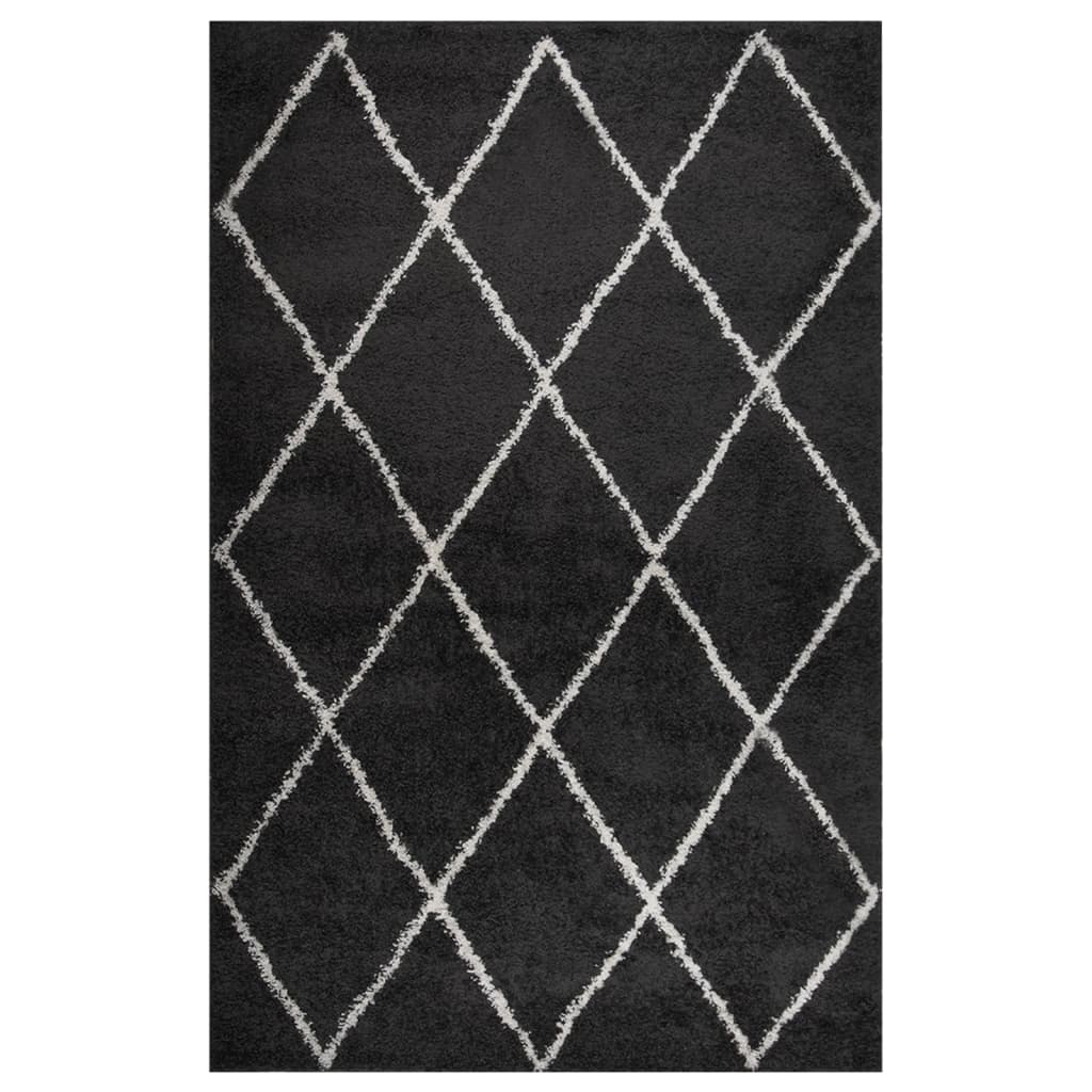 vidaXL Shaggy Rug High Pile Cream and Anthracite 200x290 cm