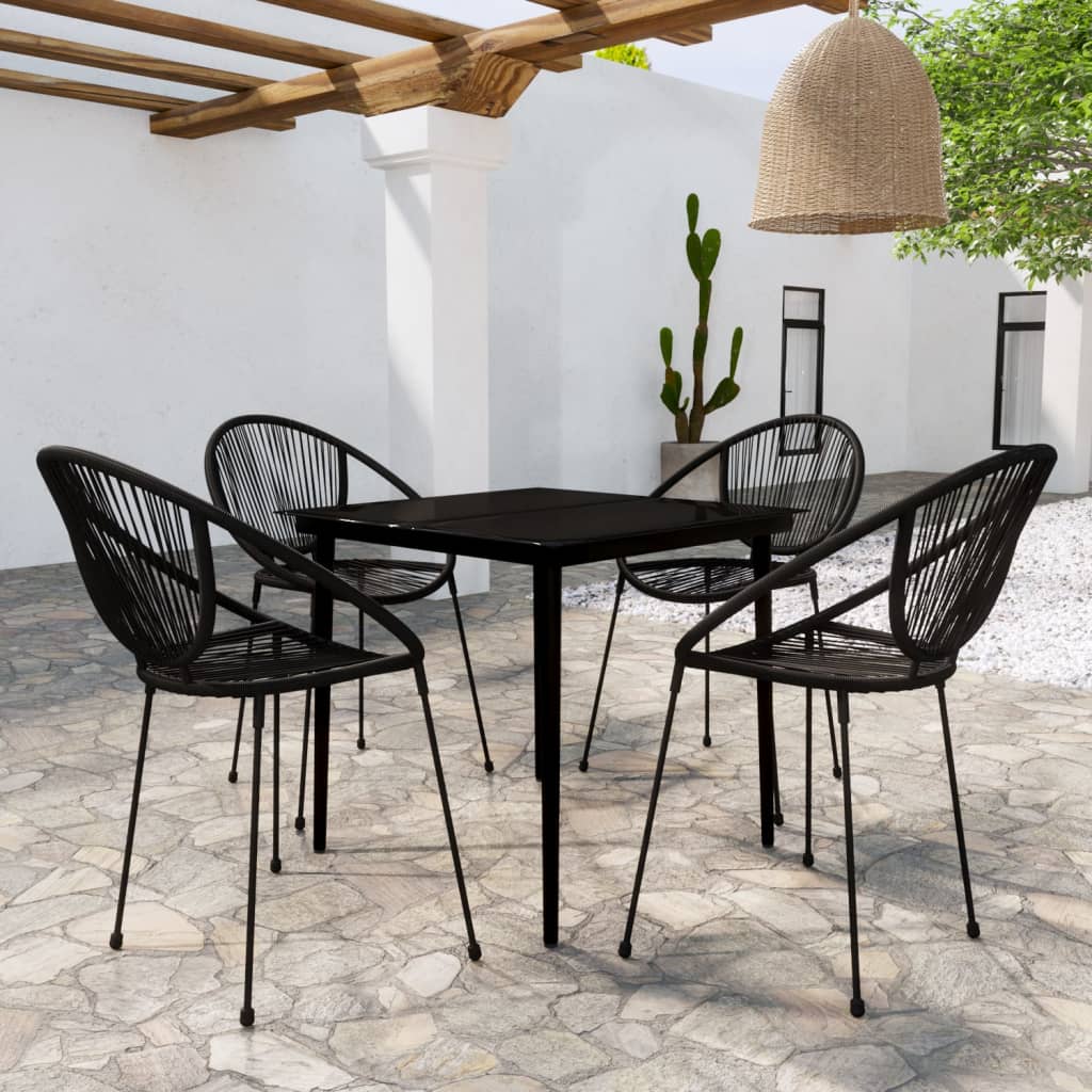 vidaXL 5 Piece Garden Dining Set Black