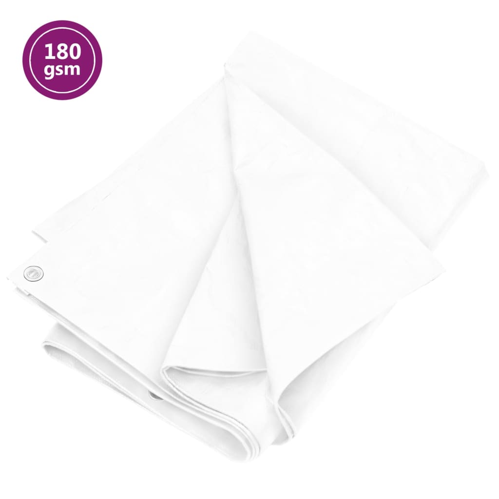 vidaXL Tarpaulin 180 g/må_ 4x8 m White HDPE