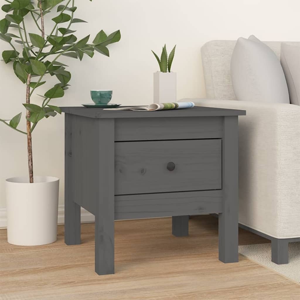 vidaXL Side Table Grey 40x40x39 cm Solid Wood Pine