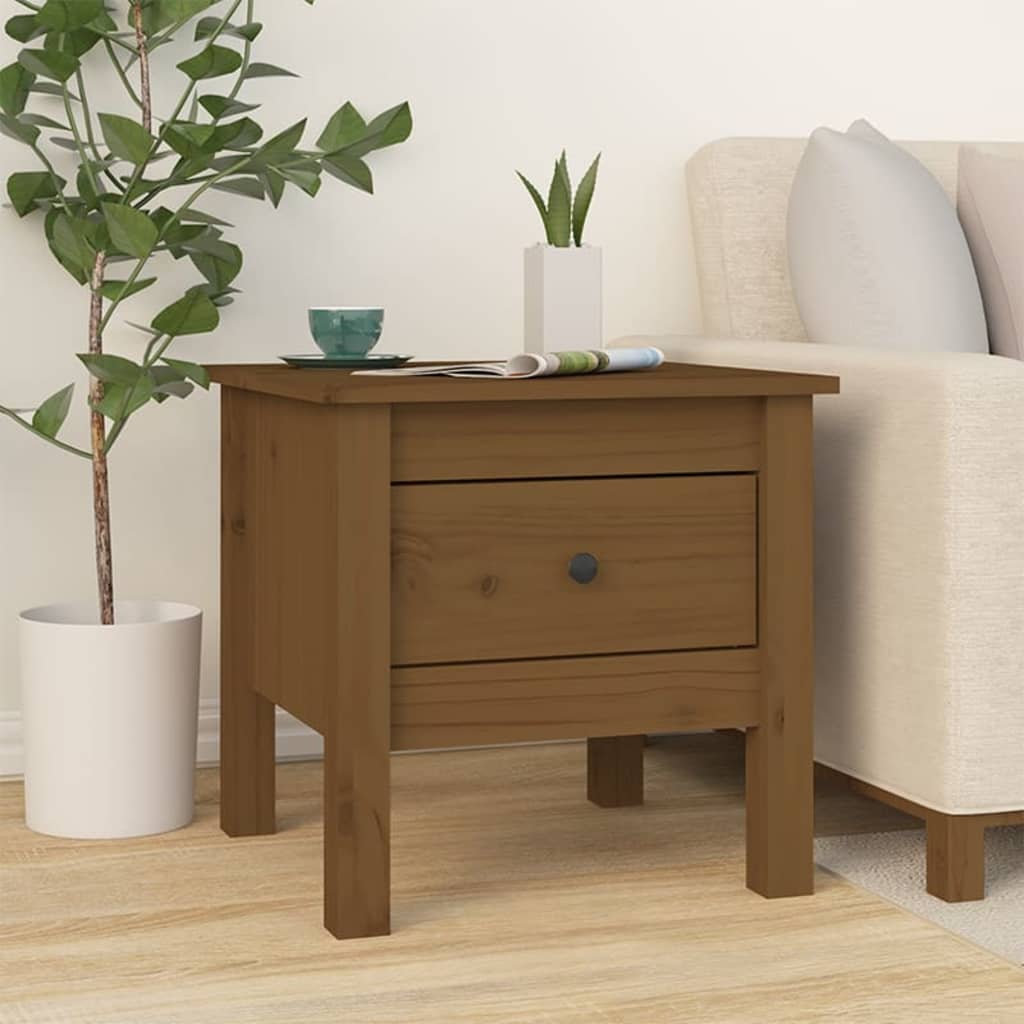 vidaXL Side Table Honey Brown 40x40x39 cm Solid Wood Pine