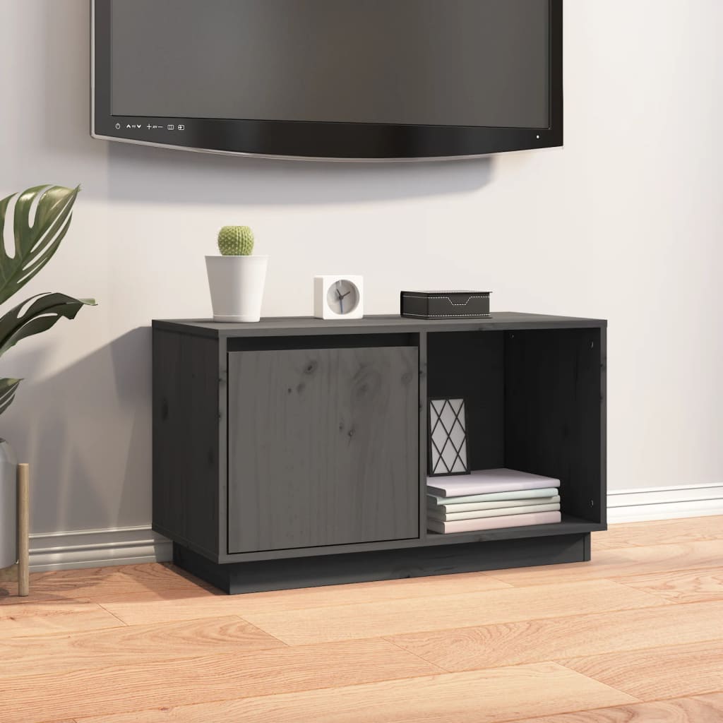 vidaXL TV Cabinet Grey 74x35x44 cm Solid Wood Pine