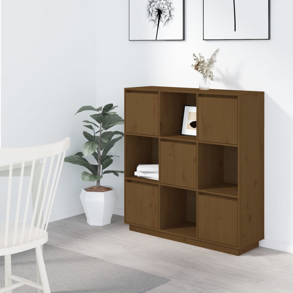 vidaXL Highboard Honey Brown 110.5x35x117 cm Solid Wood Pine