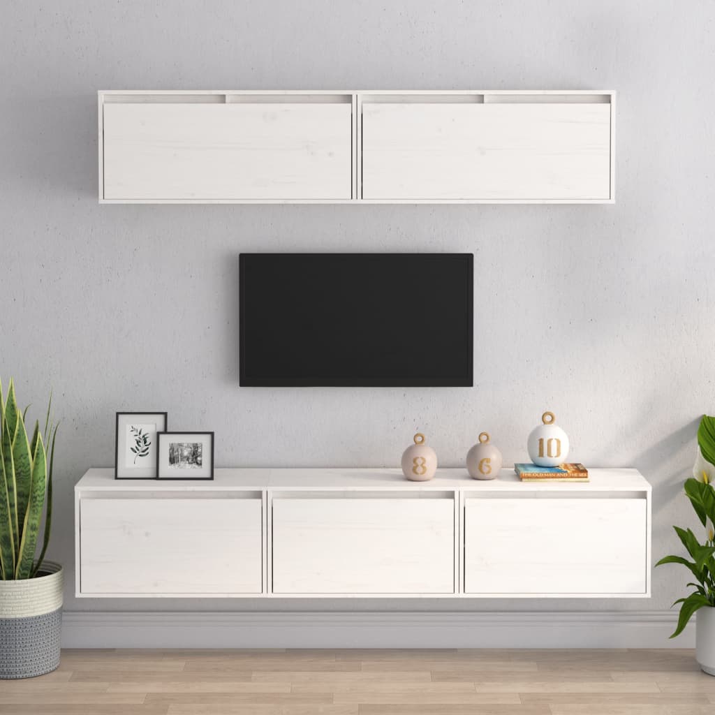 vidaXL TV Cabinets 5 pcs White Solid Wood Pine