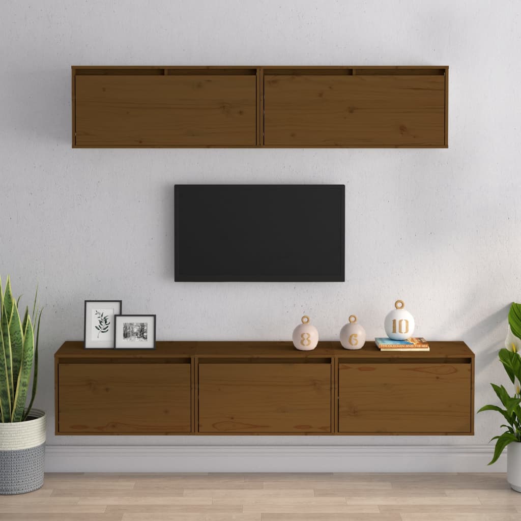 vidaXL TV Cabinets 5 pcs Honey Brown Solid Wood Pine