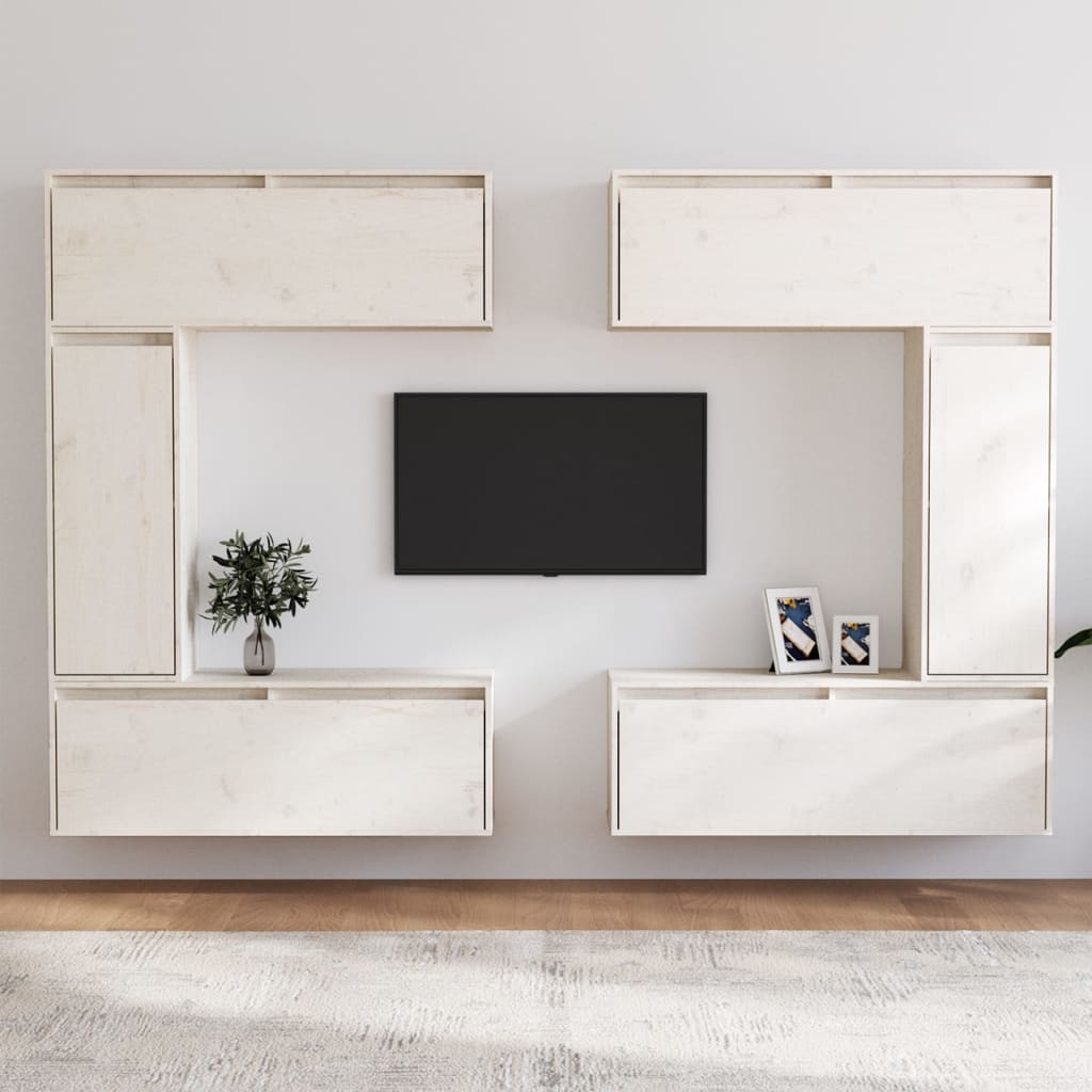 vidaXL TV Cabinets 6 pcs White Solid Wood Pine