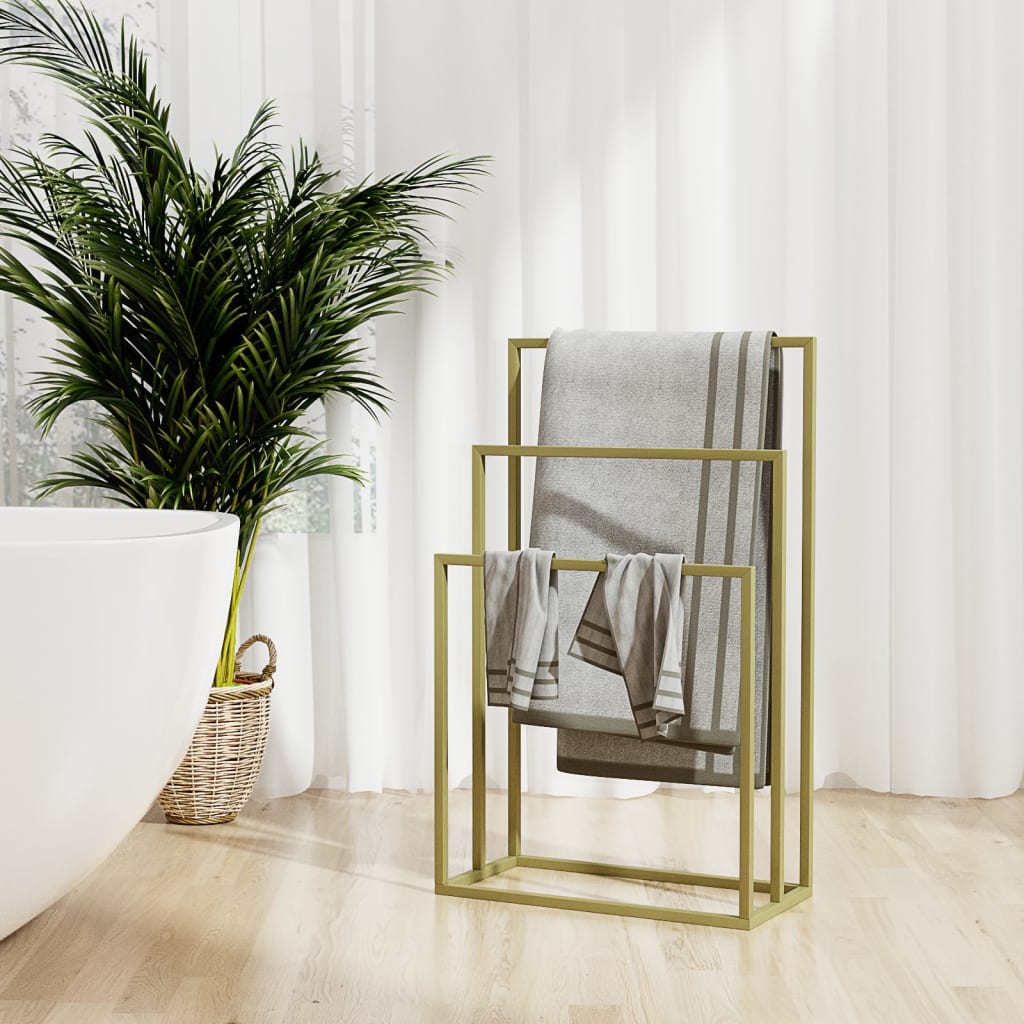 vidaXL Freestanding Towel Rack Gold 48x24x79 cm Iron