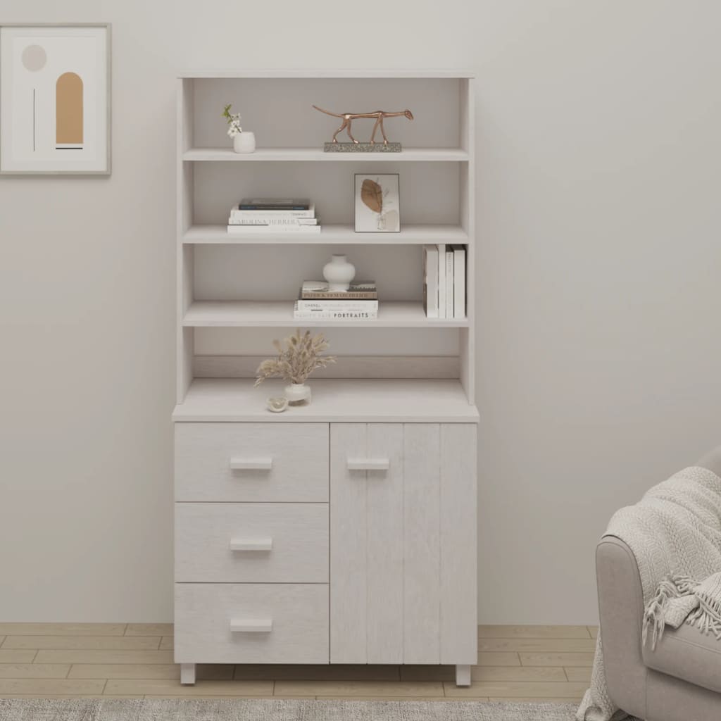 vidaXL Highboard HAMAR Solid Wood Pine White