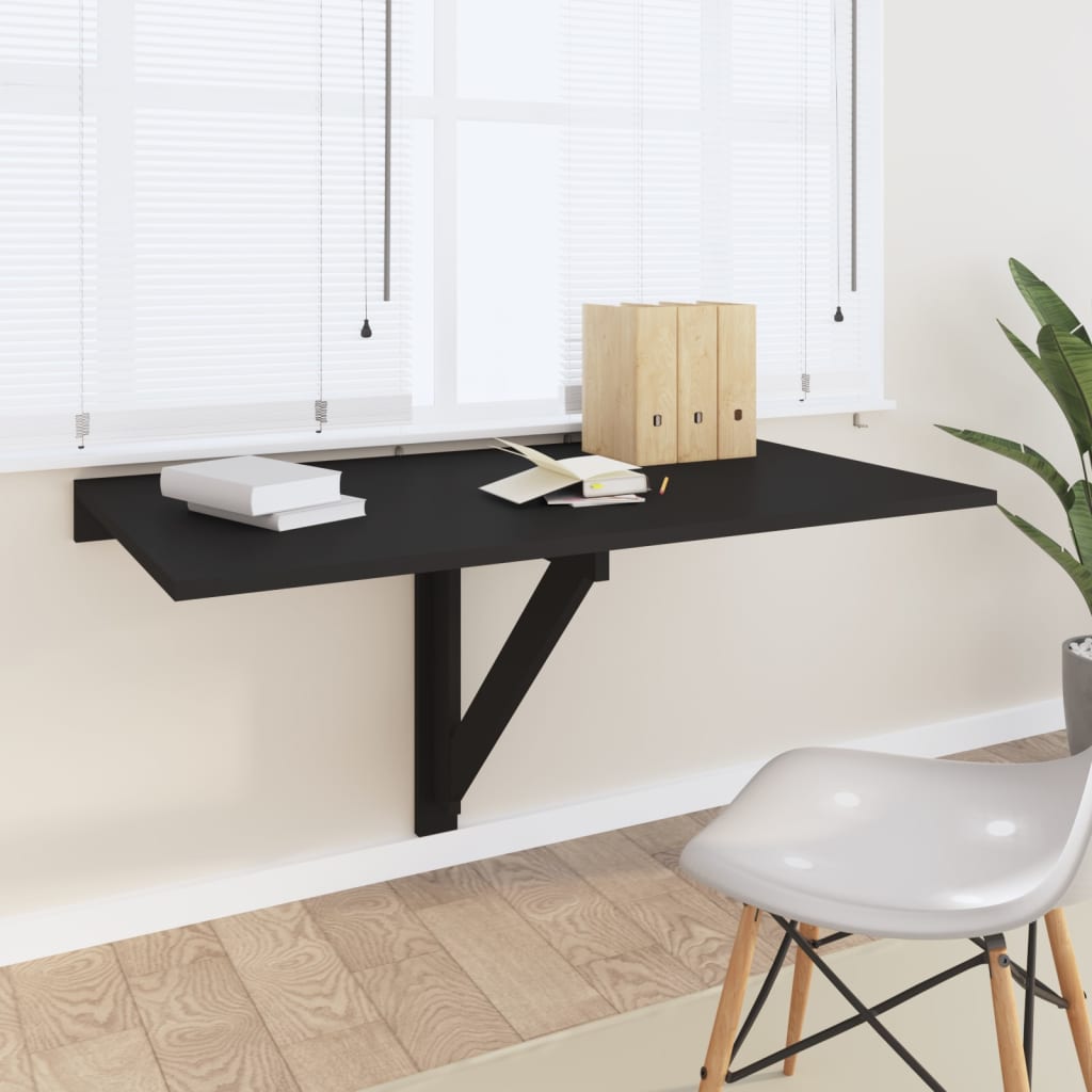 vidaXL Folding Wall Table Black 100x60x56 cm Engineered Wood