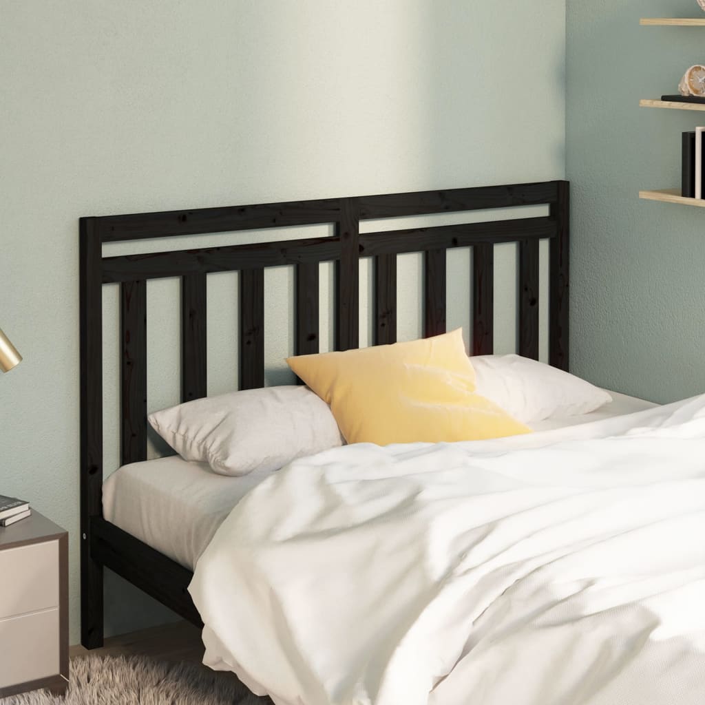 vidaXL Bed Headboard Black 166x4x100 cm Solid Wood Pine
