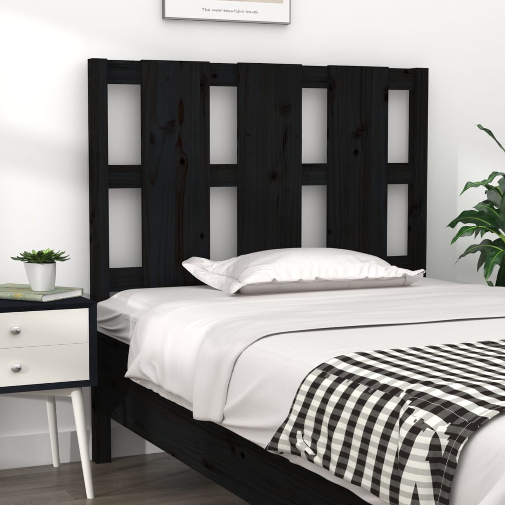 vidaXL Bed Headboard Black 105.5x4x100 cm Solid Wood Pine