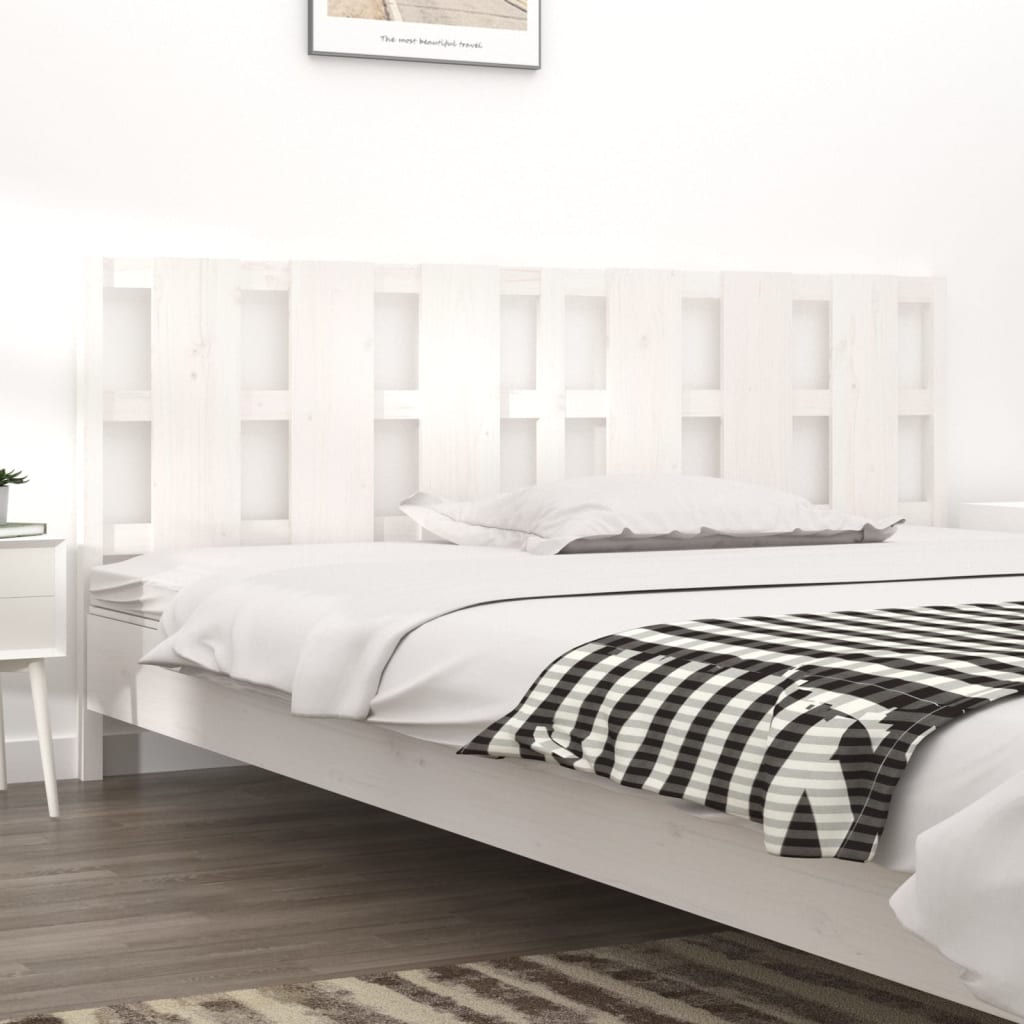 vidaXL Bed Headboard White 205.5x4x100 cm Solid Wood Pine