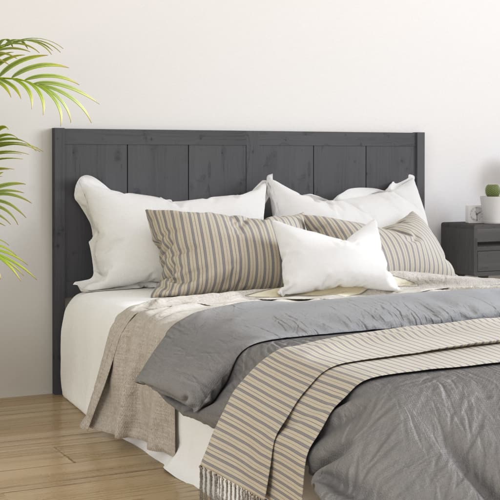 vidaXL Bed Headboard Grey 155.5x4x100 cm Solid Pine Wood