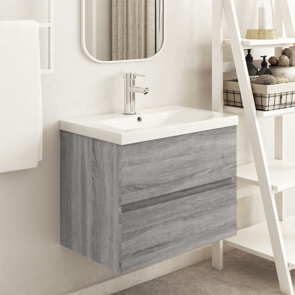 vidaXL Sink Cabinet Grey Sonoma 60x38.5x45 cm Engineered Wood