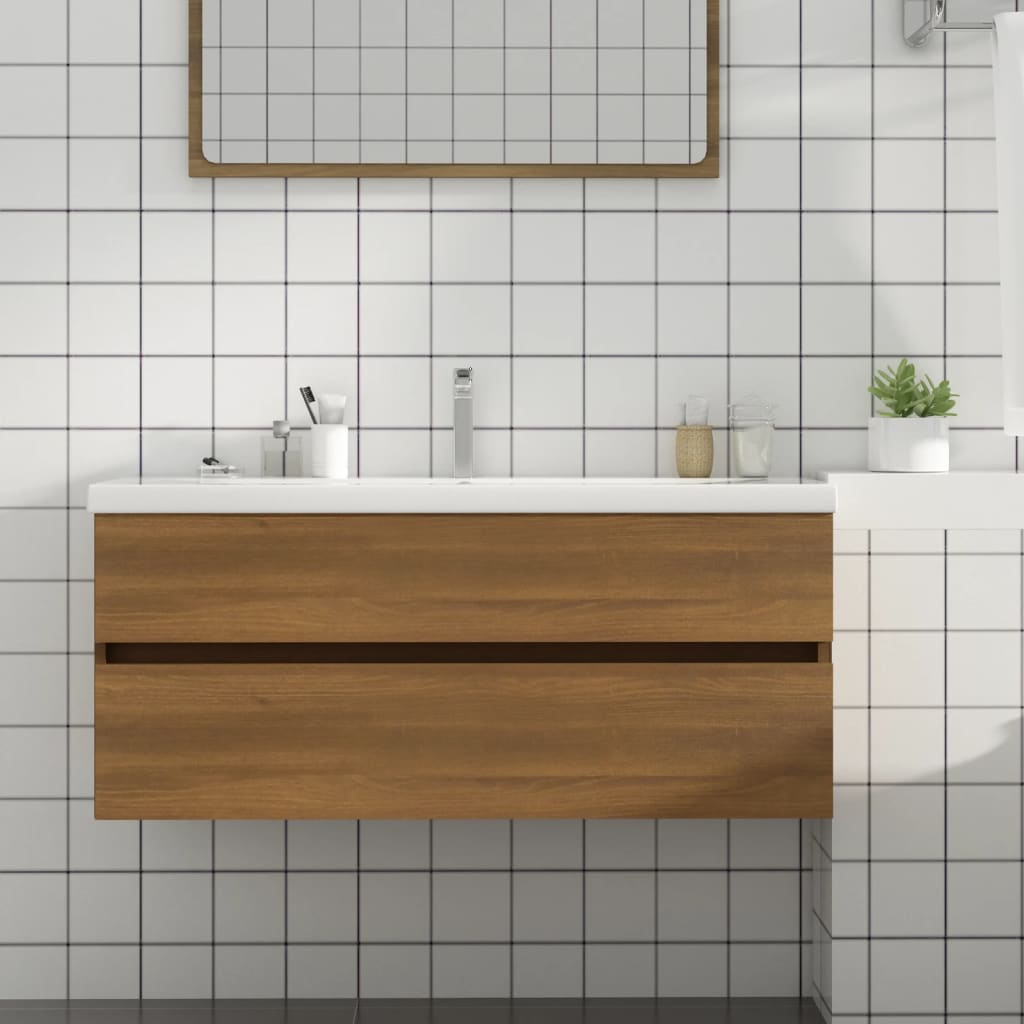 vidaXL Sink Cabinet Brown Oak 100x38.5x45 cm Engineered Wood
