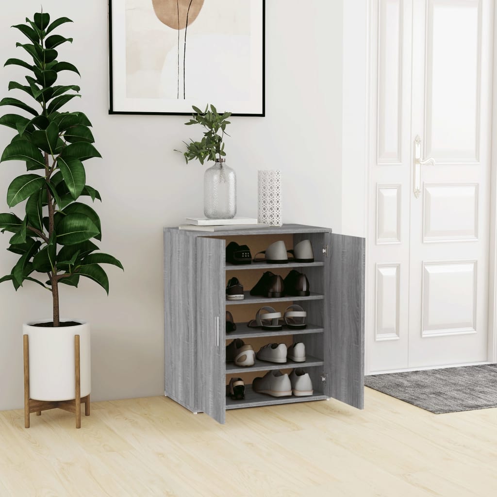 vidaXL Shoe Cabinet Grey Sonoma 60x35x70 cm Engineered Wood