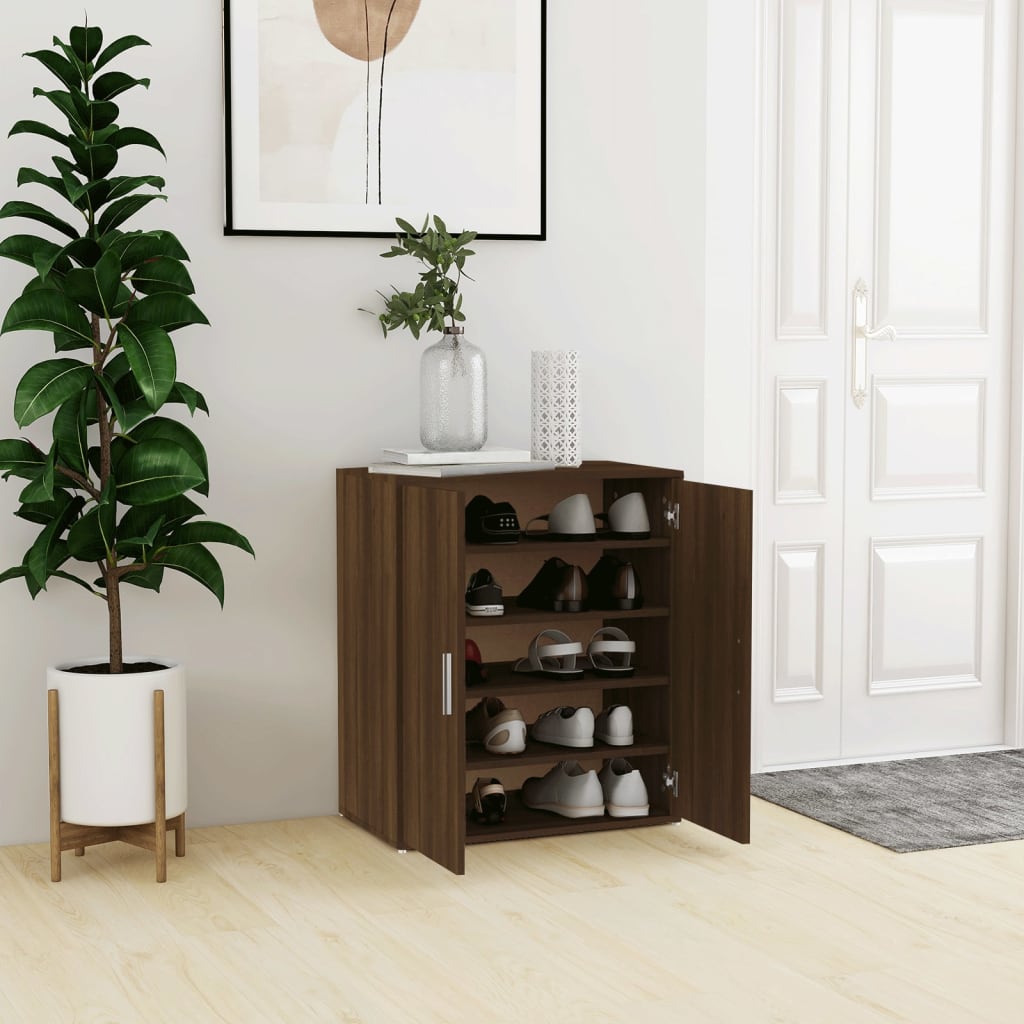 vidaXL Shoe Cabinet Brown Oak 60x35x70 cm Engineered Wood