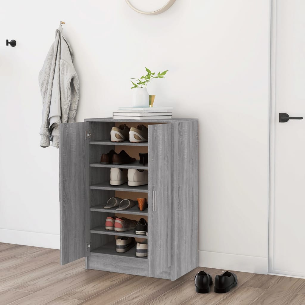 vidaXL Shoe Cabinet Grey Sonoma 60x35x92 cm Engineered Wood