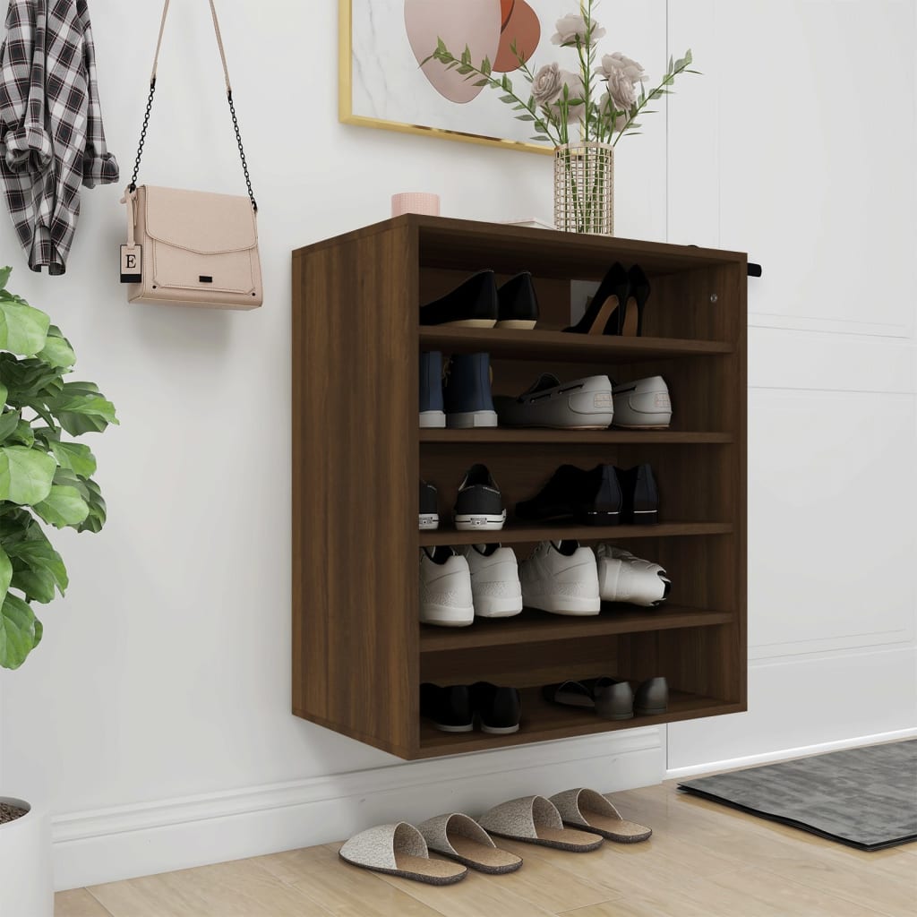 vidaXL Shoe Cabinet Brown Oak 60x35x70 cm Engineered Wood