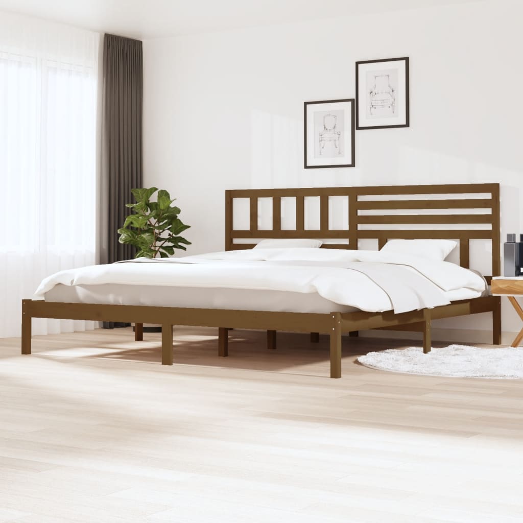 vidaXL Bed Frame Honey Brown 180x200cm Super King Size Solid Wood Pine