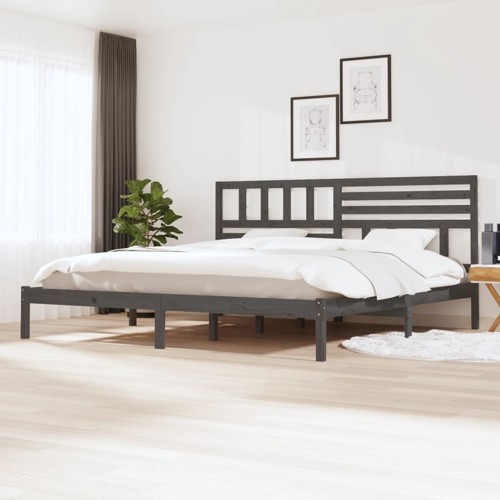 vidaXL Bed Frame Grey Solid Wood Pine 200x200 cm