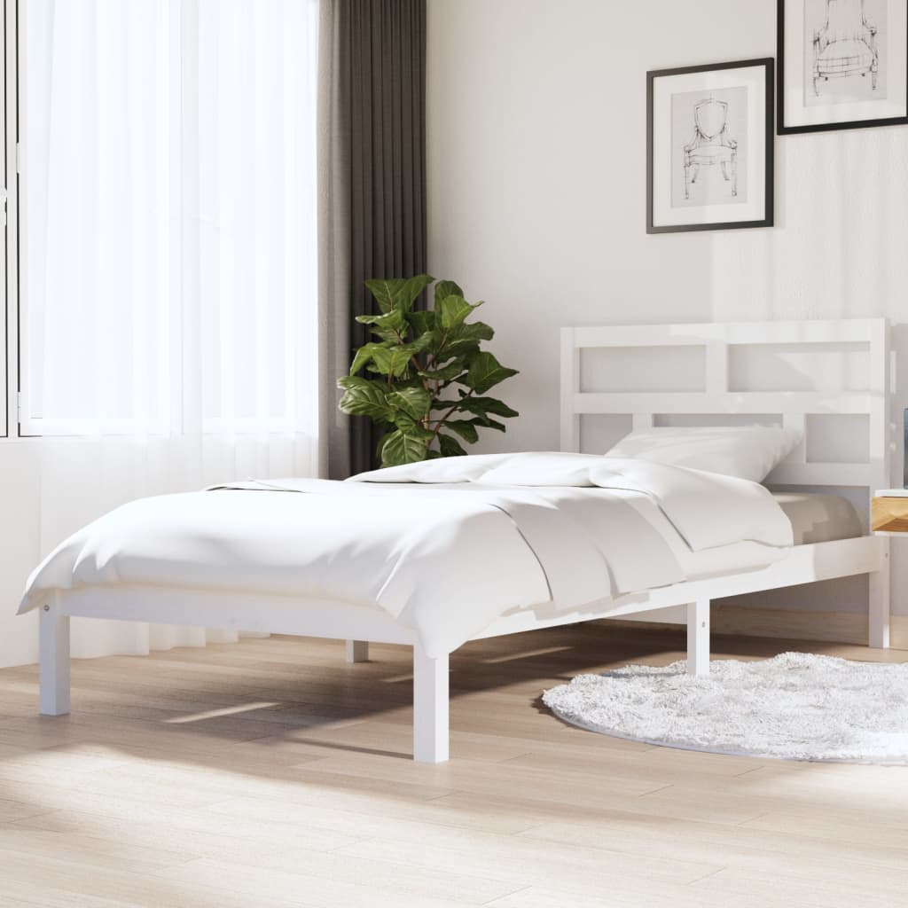 vidaXL Bed Frame White Solid Wood Pine 90x200 cm