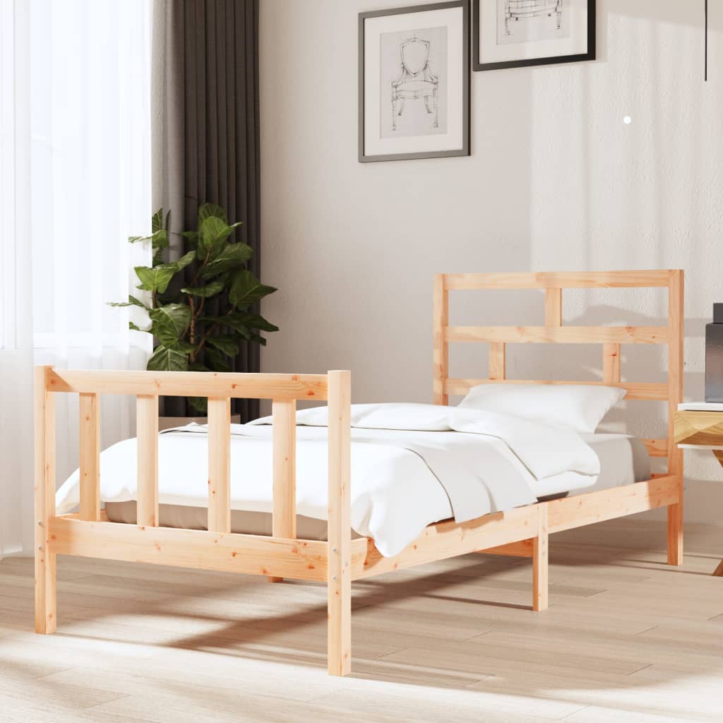 vidaXL Bed Frame Solid Wood Pine 90x190 cm Single