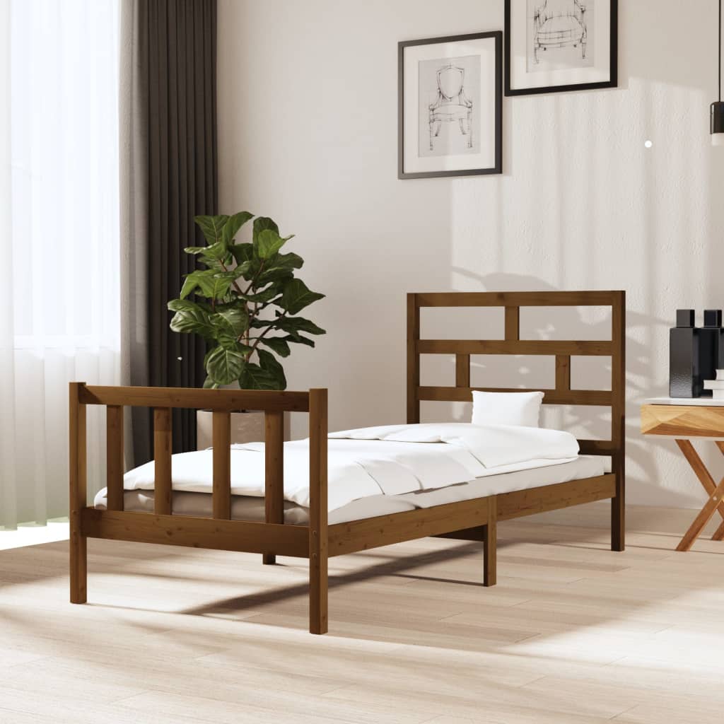 vidaXL Bed Frame Honey Brown Solid Wood Pine 100x200 cm