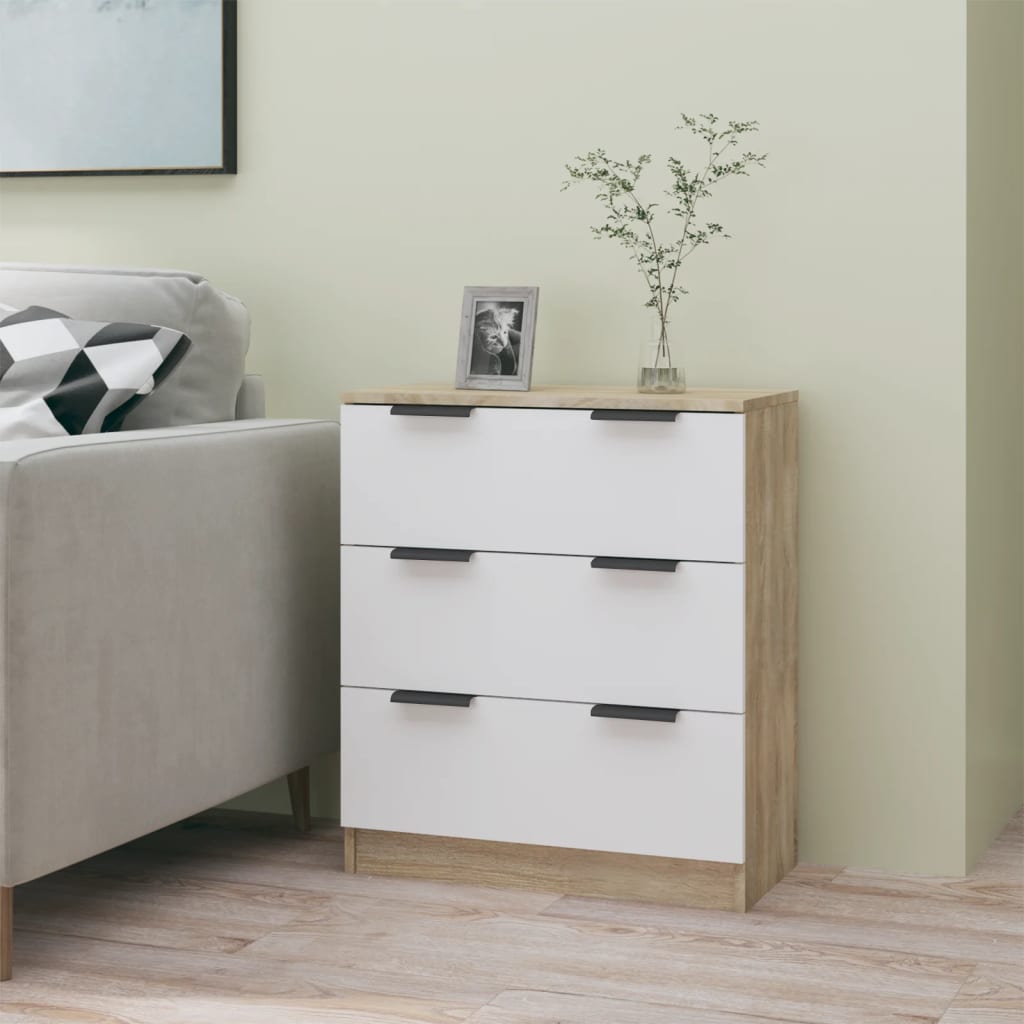 vidaXL Sideboard White and Sonoma Oak 60x30x70 cm Engineered Wood