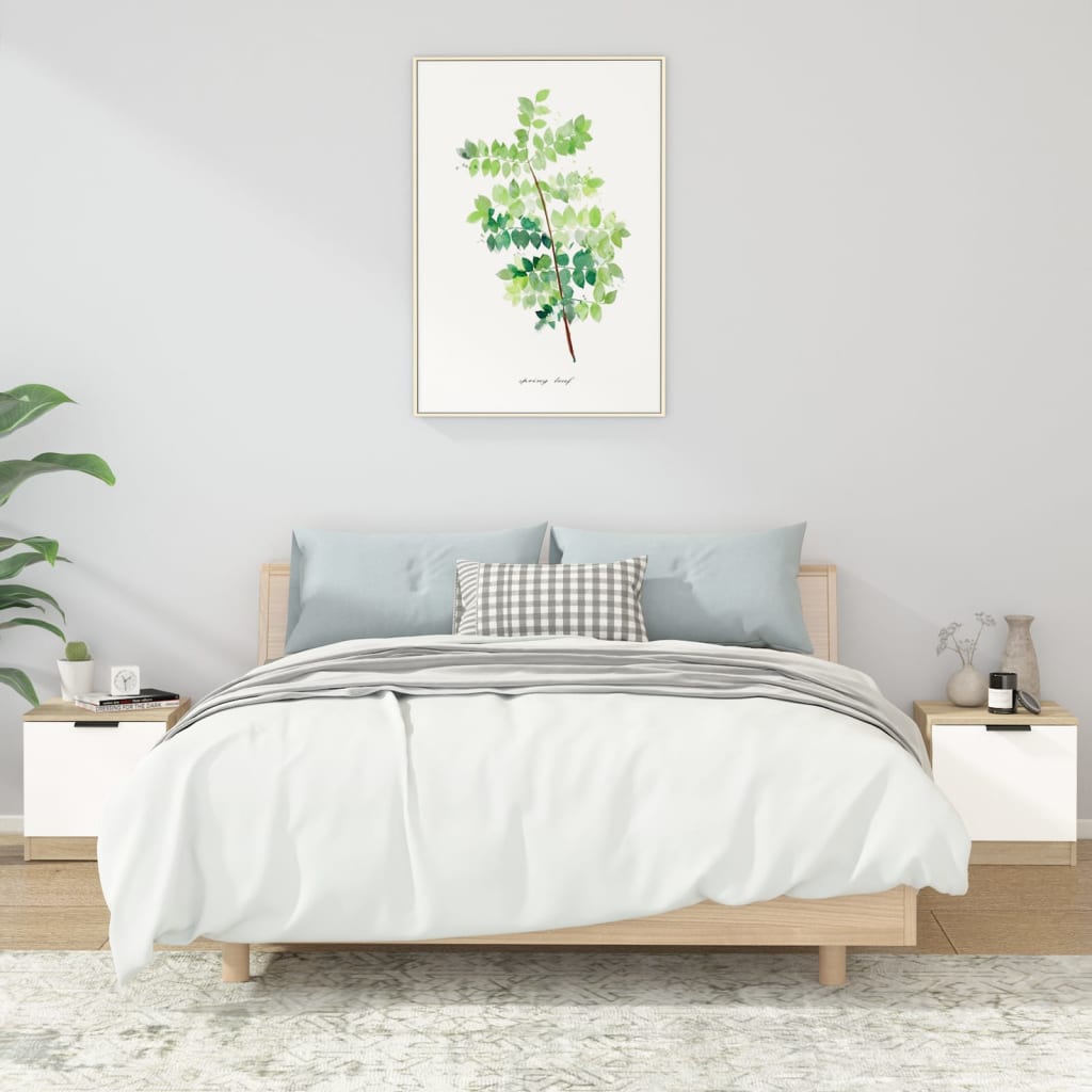 vidaXL Bedside Cabinets 2 pcs White&Sonoma Oak 40x39x40 cm