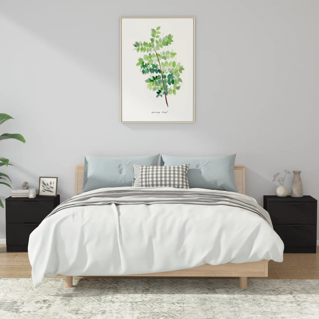 vidaXL Bedside Cabinets 2 pcs Black Engineered Wood