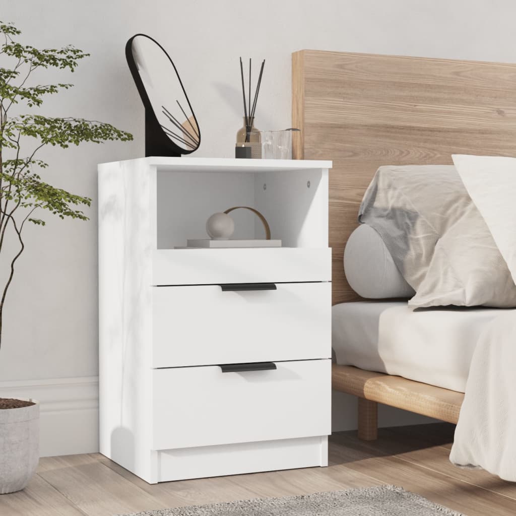 vidaXL Bedside Cabinet White Engineered Wood