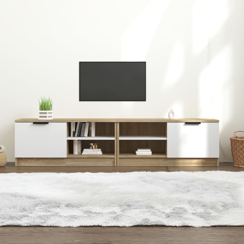 vidaXL TV Cabinets 2 pcs White&Sonoma Oak 80x35x36.5cm Engineered Wood