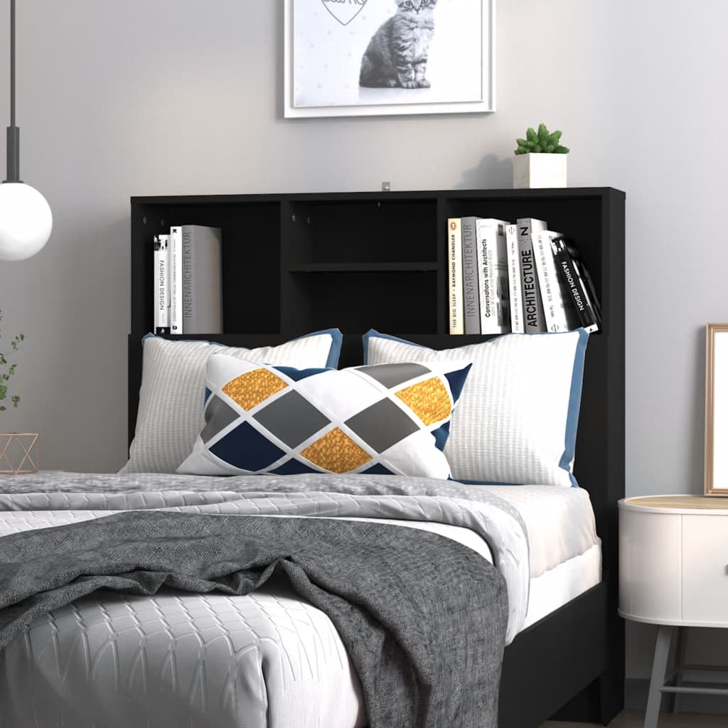 vidaXL Headboard Cabinet Black 100x19x103.5 cm