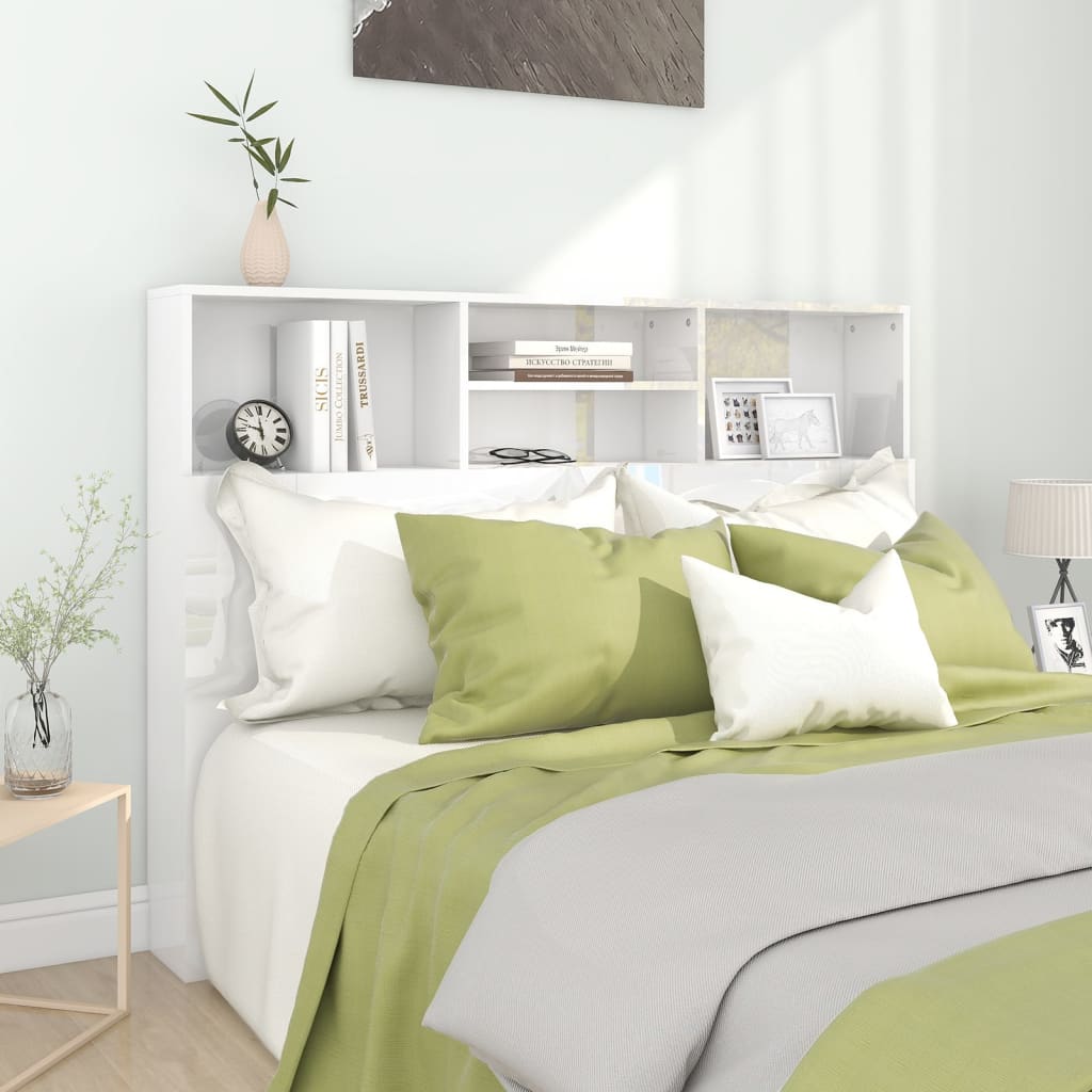 vidaXL Headboard Cabinet High Gloss White 140x19x103.5 cm