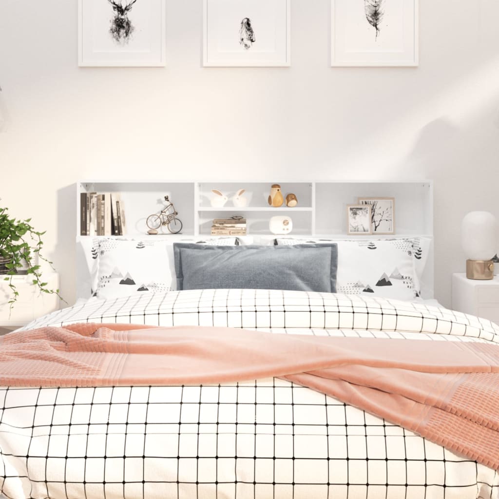 vidaXL Headboard Cabinet High Gloss White 180x19x103.5 cm