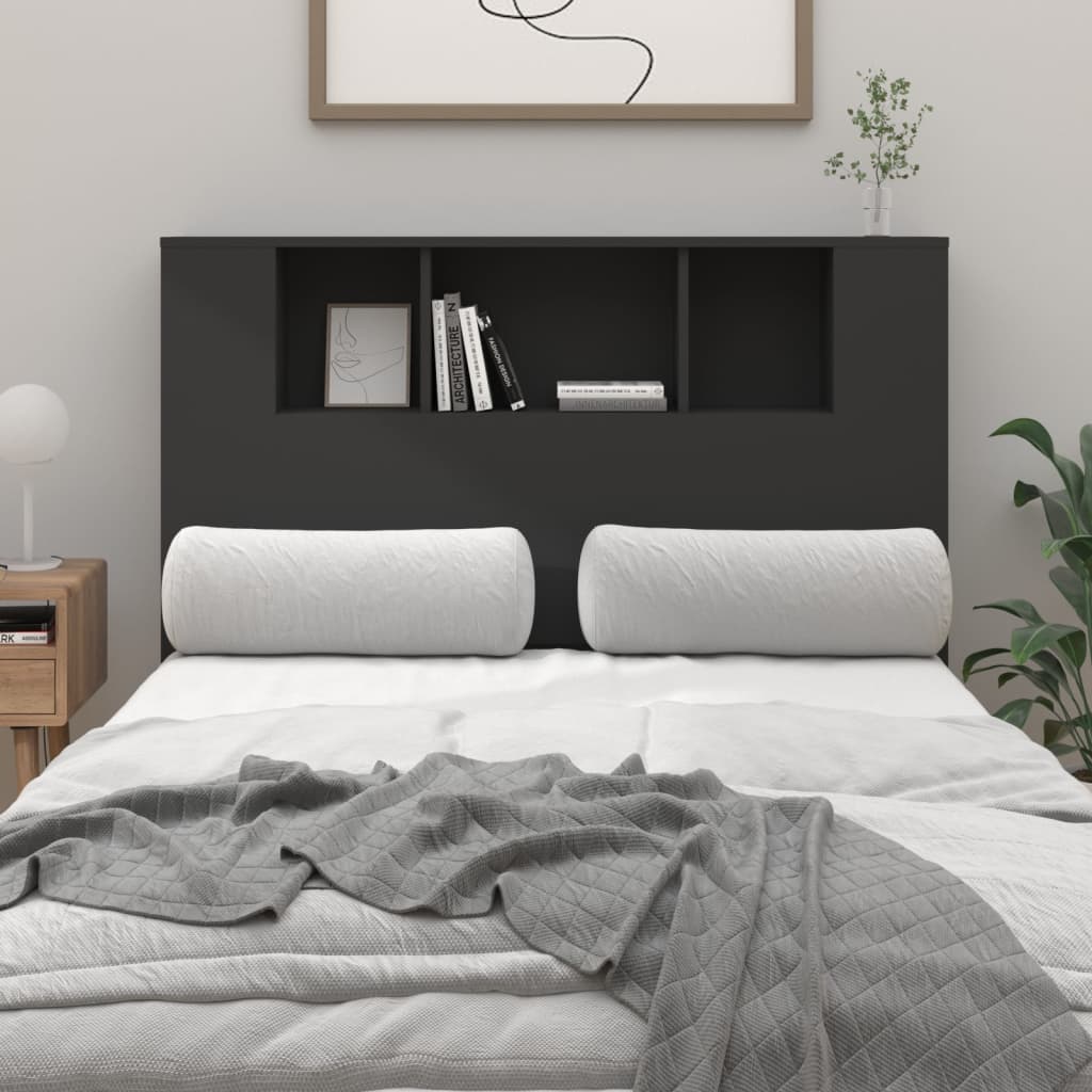 vidaXL Headboard Cabinet Black 120x18.5x104.5 cm