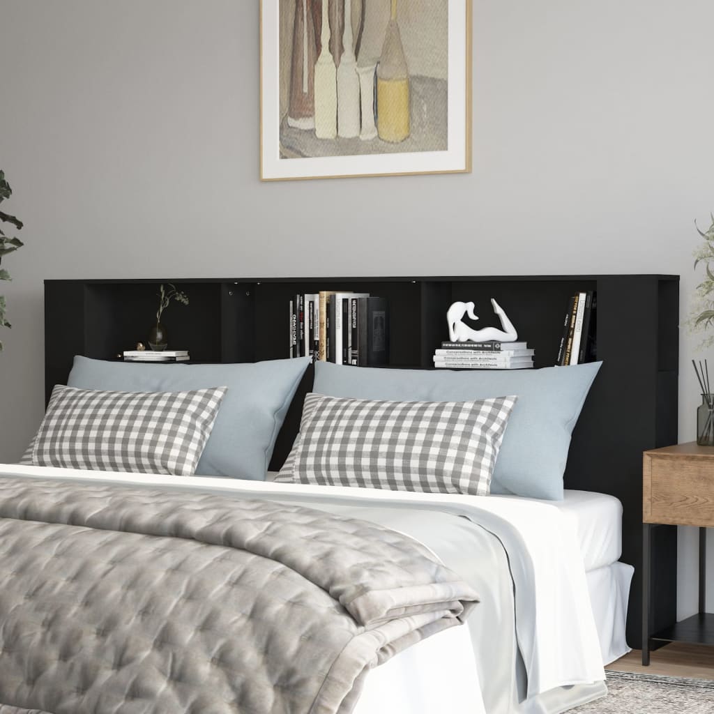 vidaXL Headboard Cabinet Black 220x18.5x104.5 cm