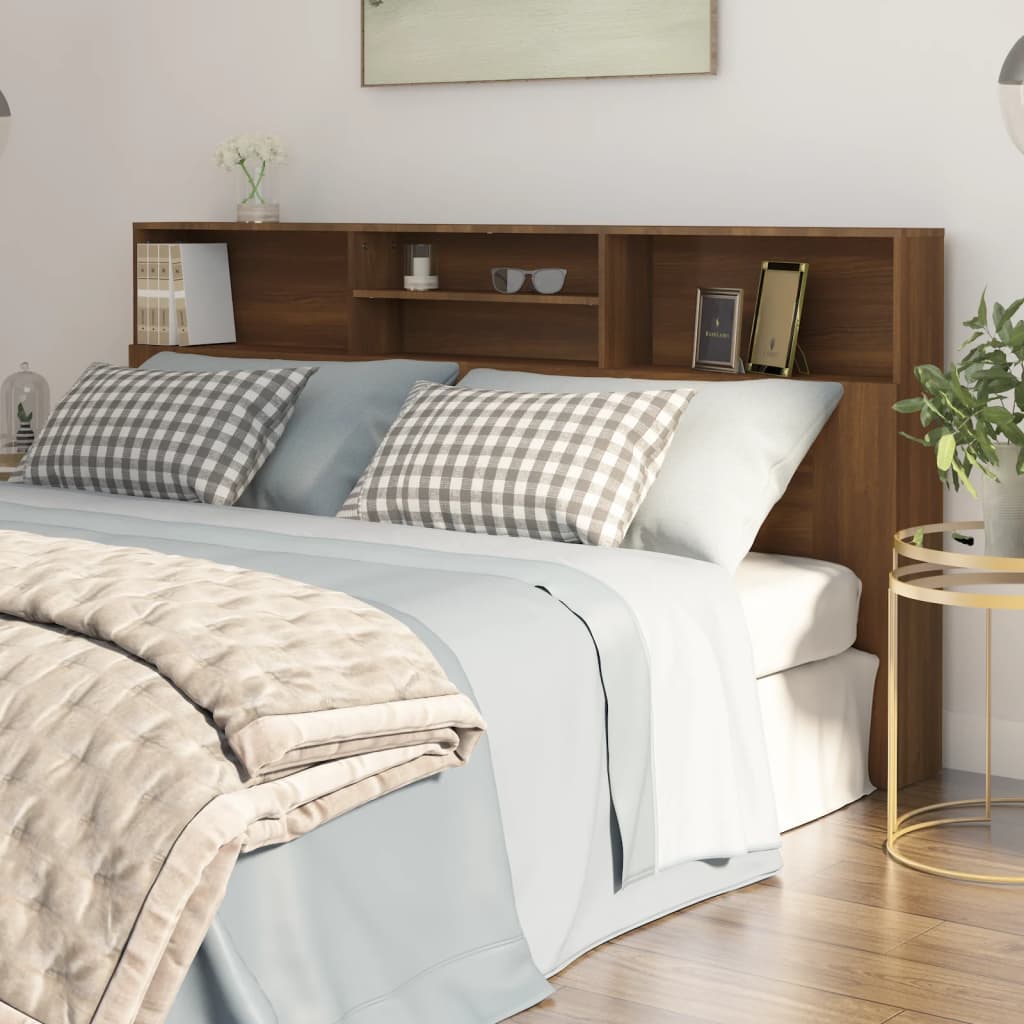vidaXL Headboard Cabinet Brown Oak 200x19x103.5 cm