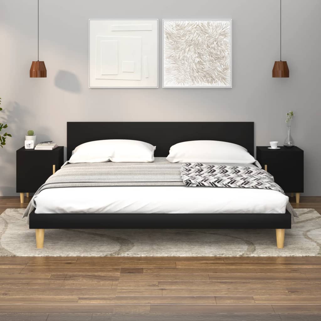 vidaXL Bedside Cabinets 2 pcs Black Engineered Wood